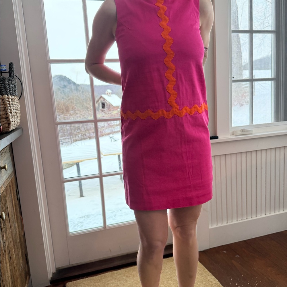 Lisa Perry preppy cotton  Pink and Orange Sleeveless Dress